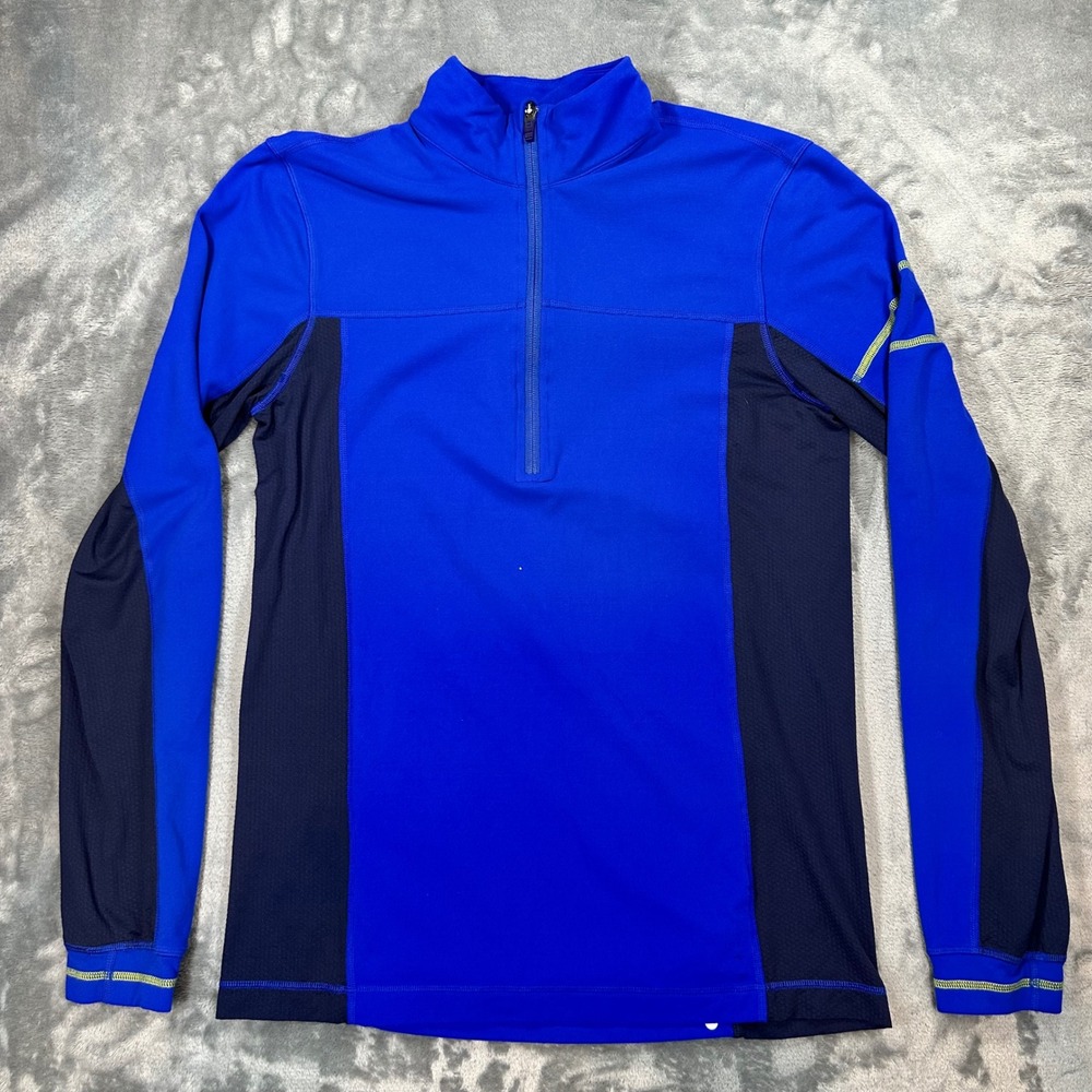 Lululemon Mens Blue Colorblock Quarter Zip Pullover Running Top Reflective M